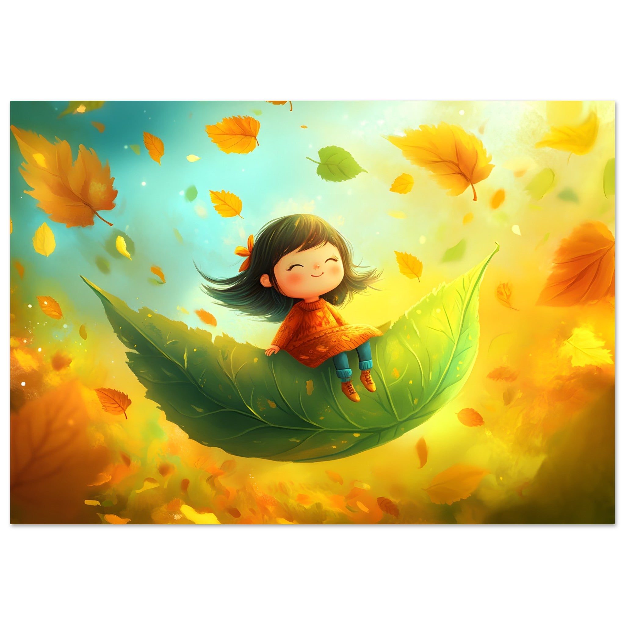 Autumn Whimsy: ready to hang Aluminum Wall Art - Child joyfully