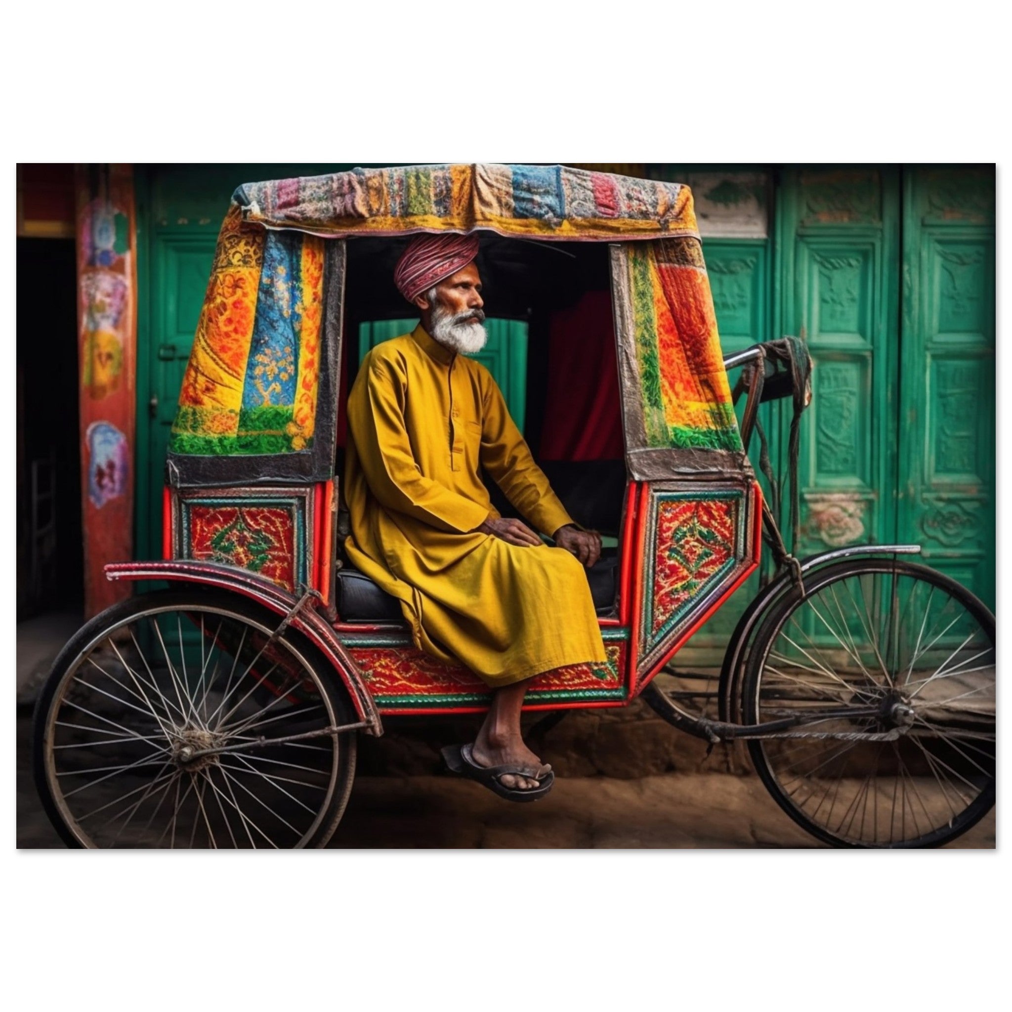 Urban Vignettes - ready to hang aluminum print : Indian rickshaw drive ...